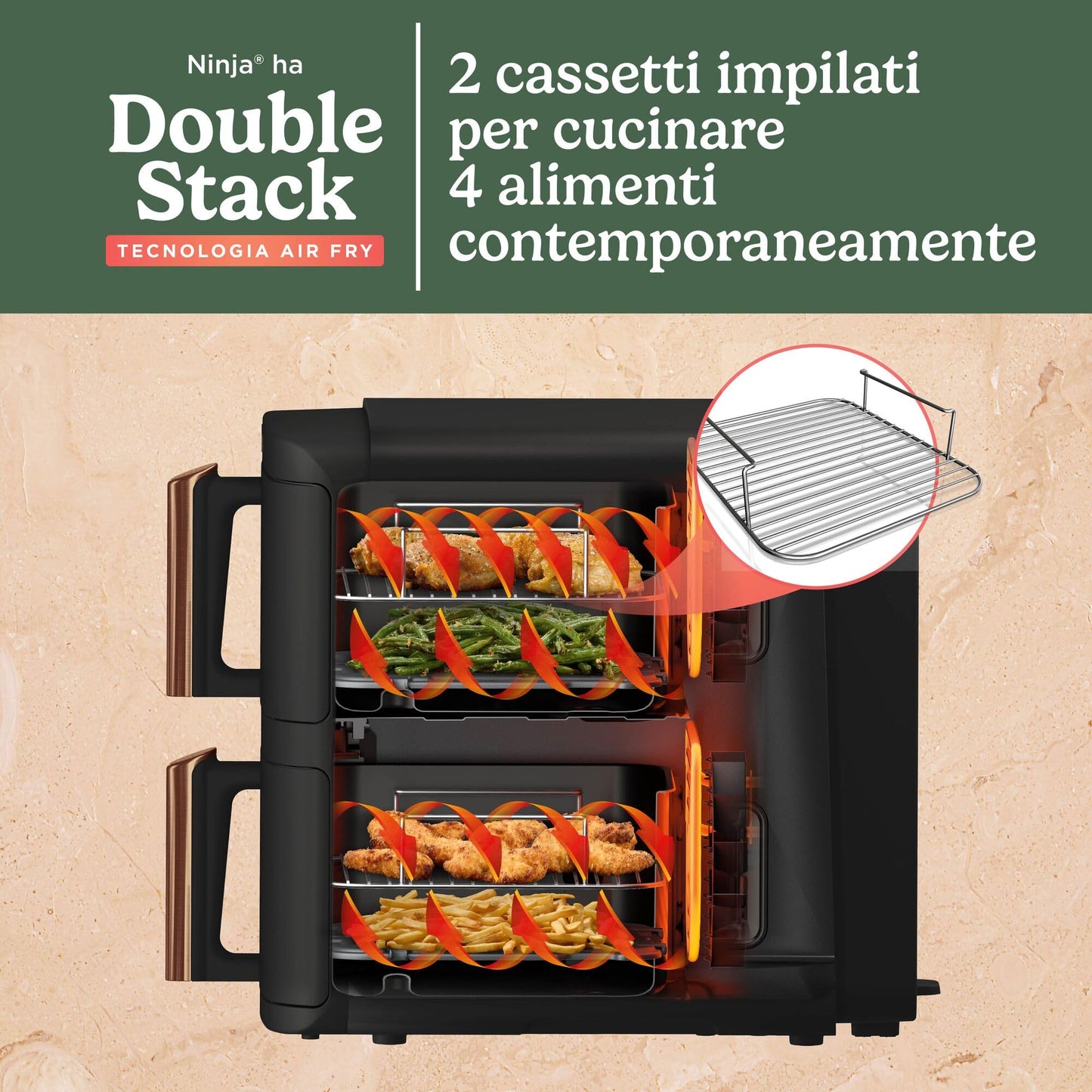 Ninja Foodi FlexDrawer - Friggitrice ad Aria Ampia con Separatore Rimovibile