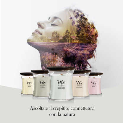 WoodWick Fireside Candela Profumata con Stoppino in Legno 609 g