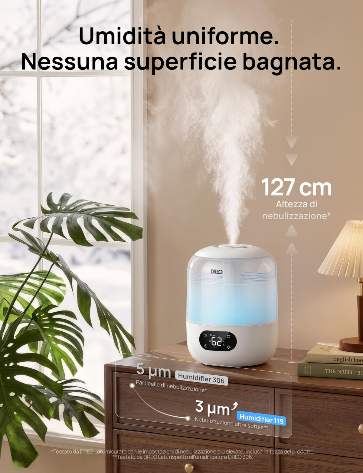 Dreo HM306: Umidificatore a Ultrasuoni 3 L Silenzioso 26 dB