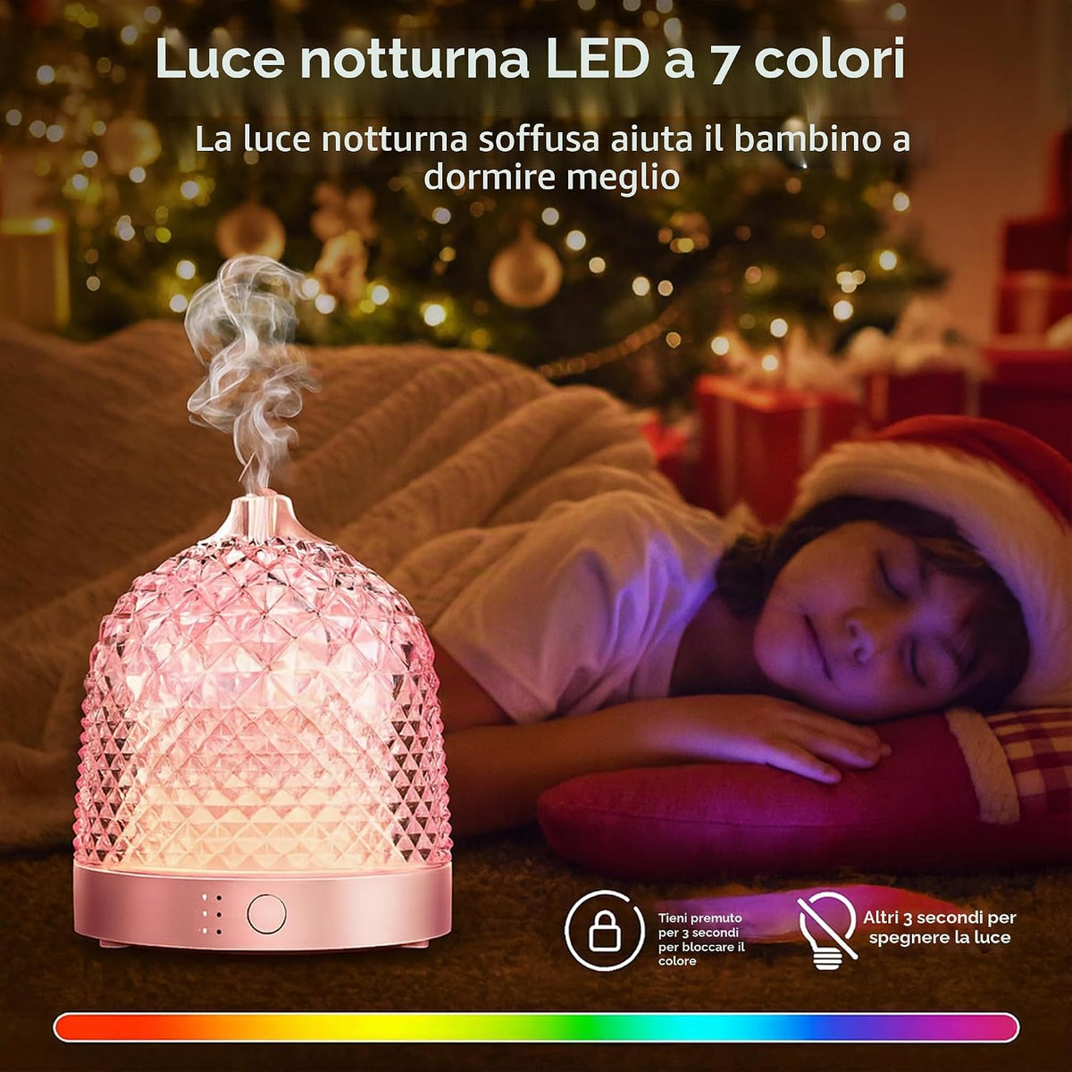 ALMA Diffusore Oli Essenziali in Vetro 200 ml con LED