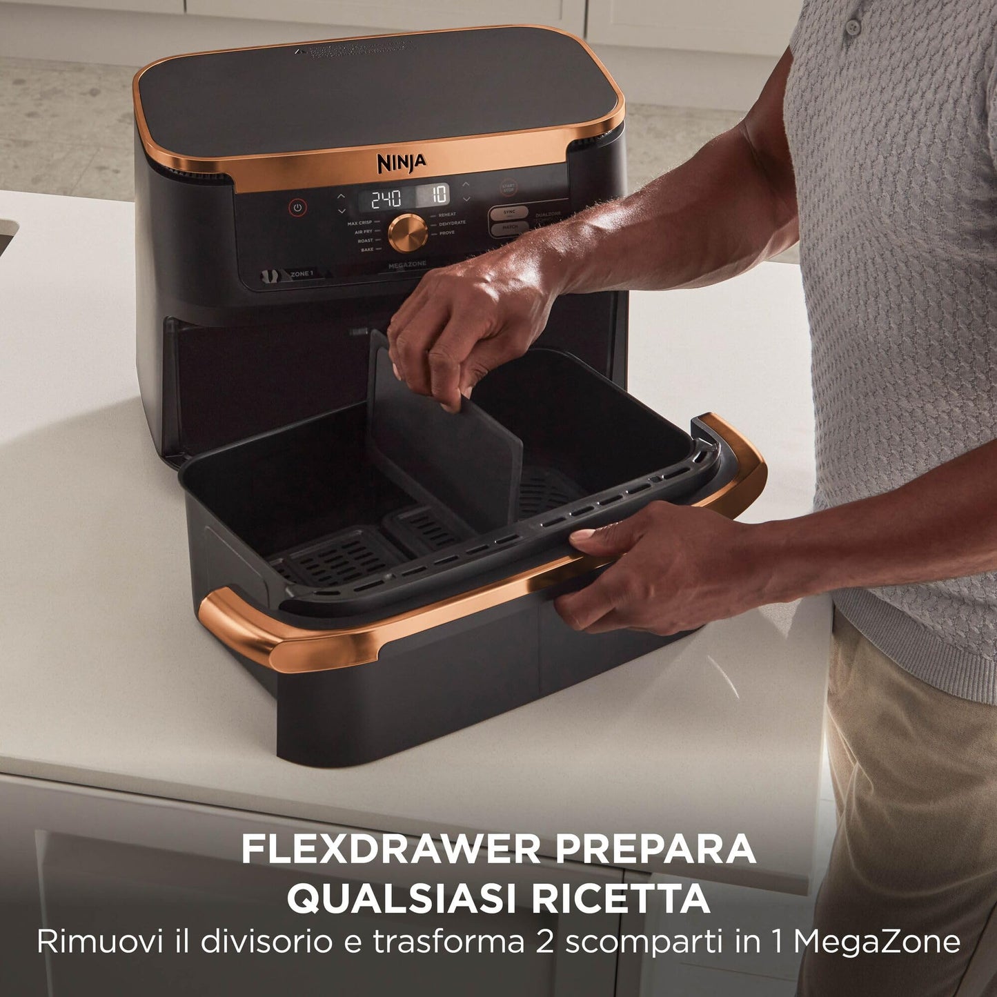 Ninja Foodi FlexDrawer - Friggitrice ad Aria Ampia con Separatore Rimovibile