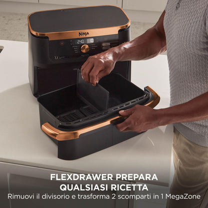Ninja Foodi FlexDrawer - Friggitrice ad Aria Ampia con Separatore Rimovibile
