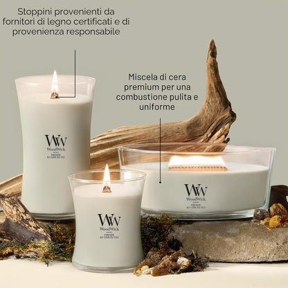 WoodWick Fireside Candela Profumata con Stoppino in Legno 609 g
