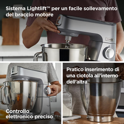 Kenwood Titanium Chef Baker XL Doppia Ciotola da 5L e 7L e Food Processor