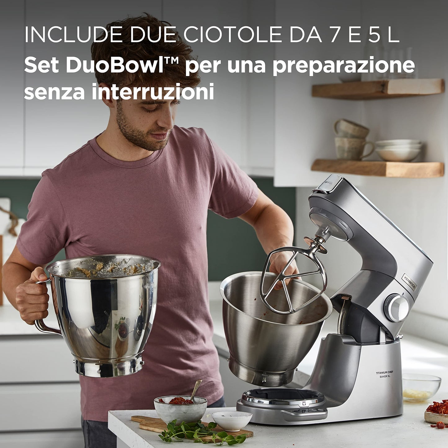 Kenwood Titanium Chef Baker XL Doppia Ciotola da 5L e 7L e Food Processor