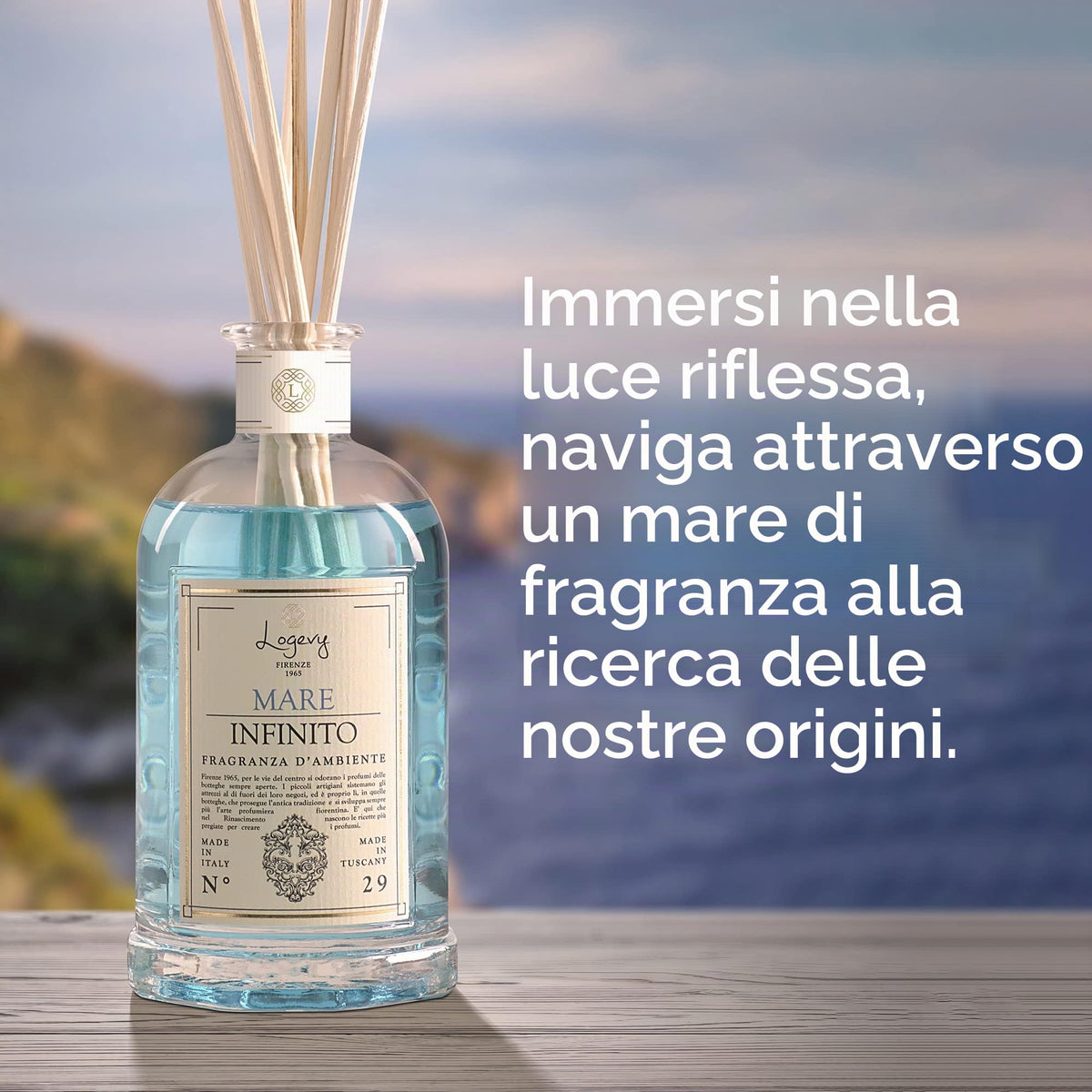 LOGEVY Mare Infinito Profumatore Ambiente con Bastoncini 500 ml