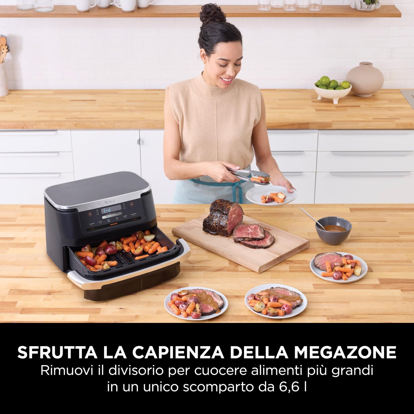 Ninja Foodi FlexDrawer - Friggitrice ad Aria Ampia con Separatore Rimovibile