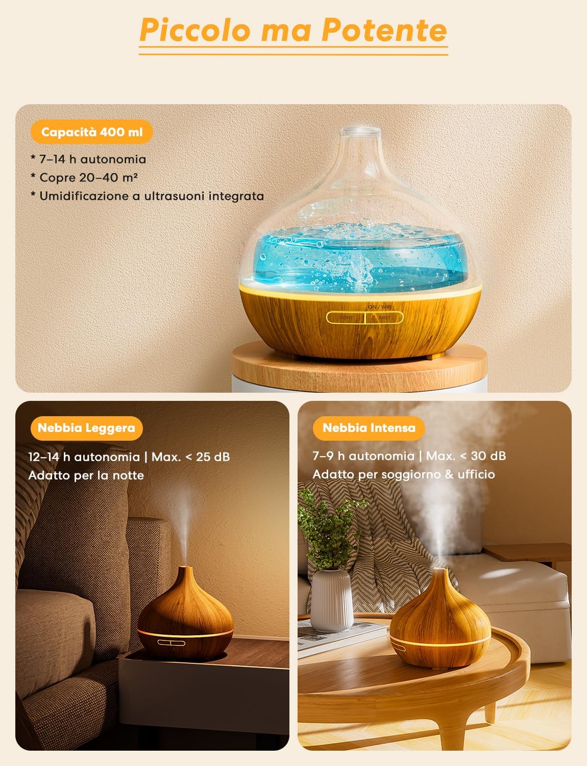 Meross MOD150: Smart Diffusore Oli Essenziali 400 ml Wi-Fi