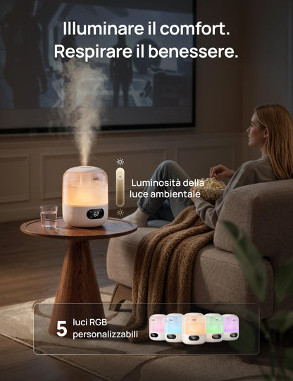Dreo HM306: Umidificatore a Ultrasuoni 3 L Silenzioso 26 dB