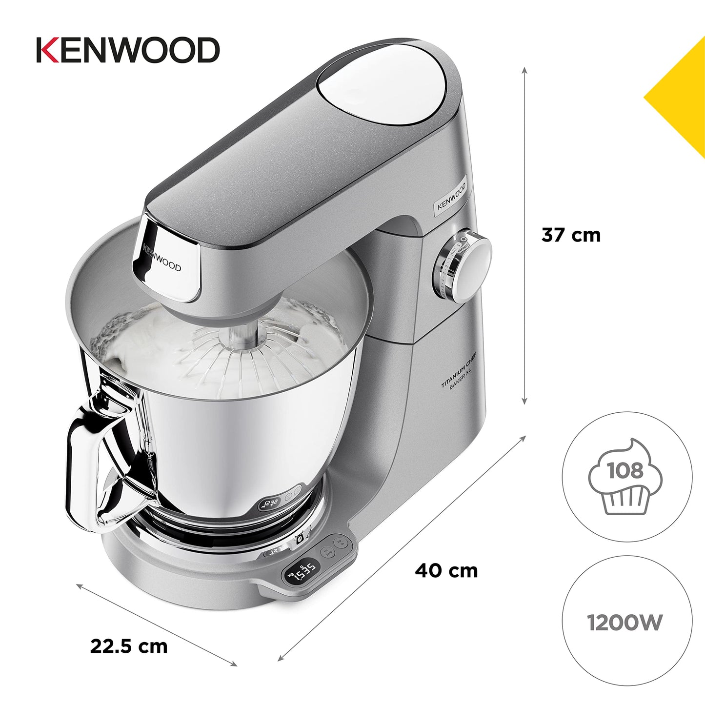 Kenwood Titanium Chef Baker XL Doppia Ciotola da 5L e 7L e Food Processor