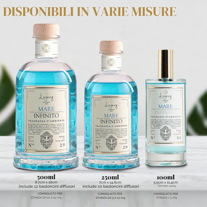 LOGEVY Mare Infinito Profumatore Ambiente con Bastoncini 500 ml