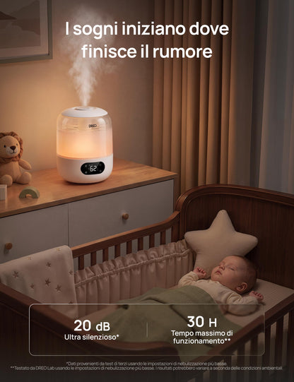 Dreo HM306: Umidificatore a Ultrasuoni 3 L Silenzioso 26 dB