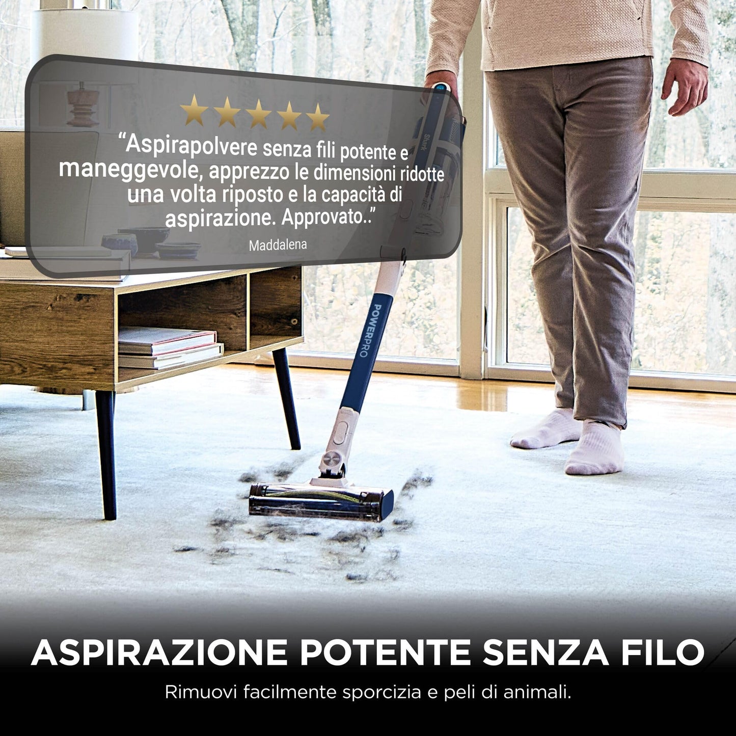 Shark PowerPro Aspirapolvere Senza Filo con FloorDetect e tecnologia Flexology