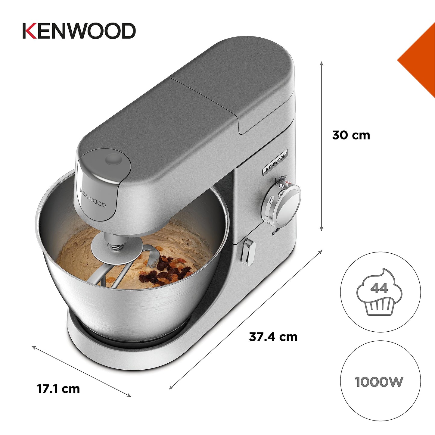Kenwood Impastatrice Planetaria Chef XL con Ciotola da 6,7L - 1200W